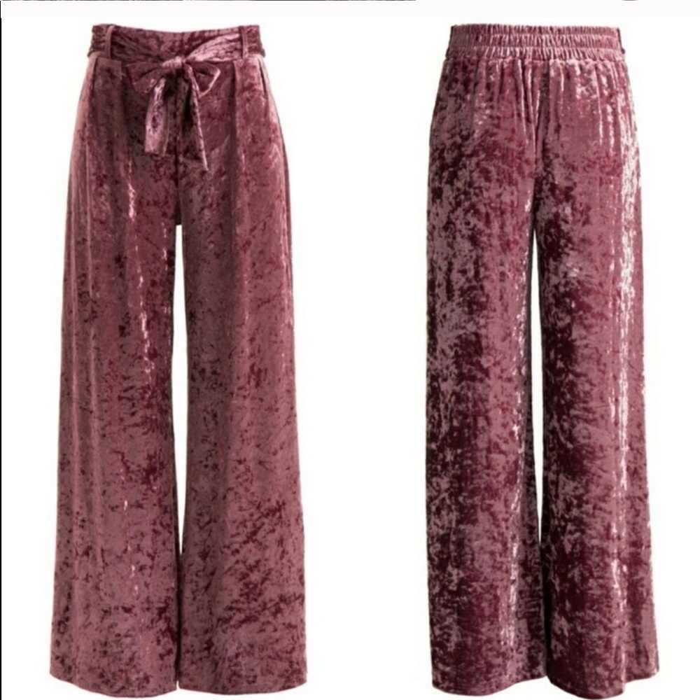 Velvet wide leg pant